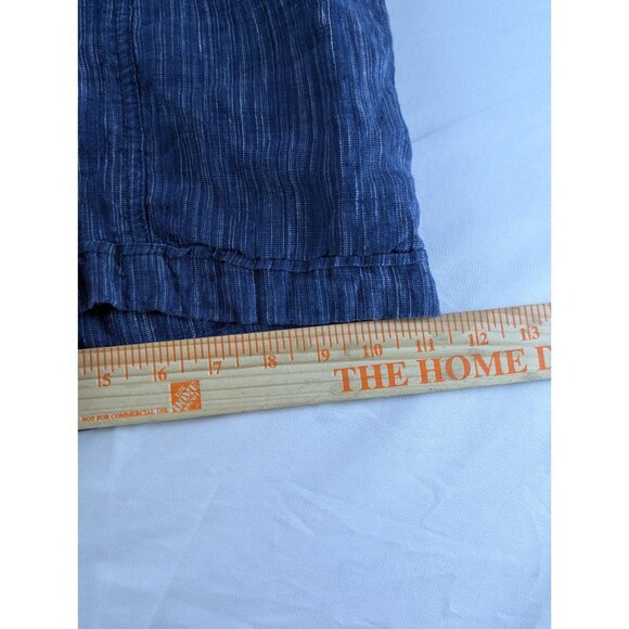 Athleta Womens 2 Striped Cabo Blue Linen Shorts Elastic Waist Drawstring Running - Picture 7 of 9